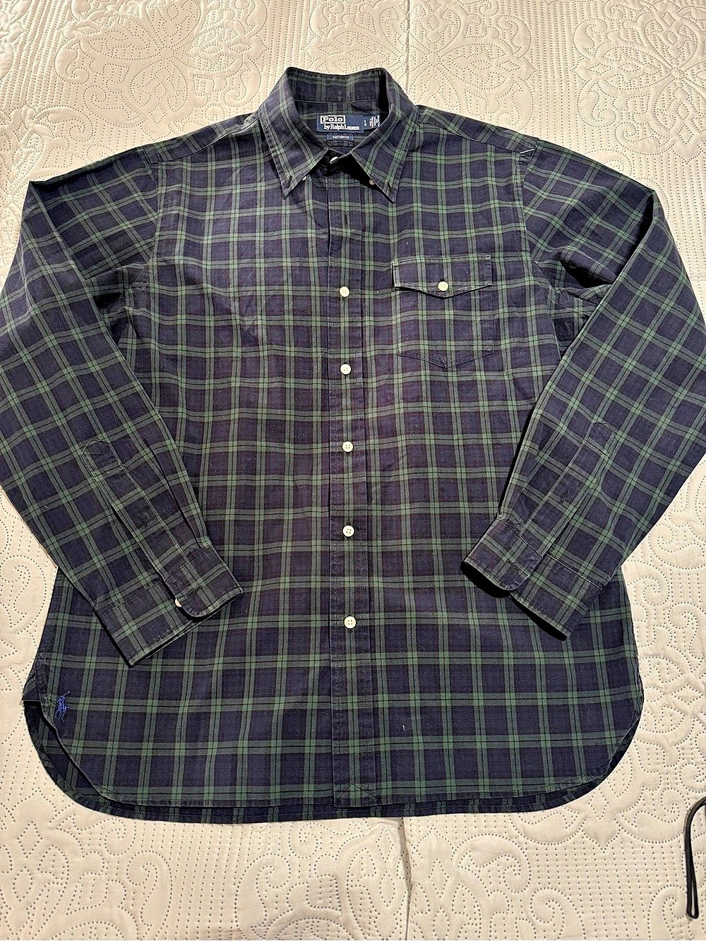 Polo Ralph Lauren Men’s Custom Fit Plaid Button Up Shirt Large Blue Green